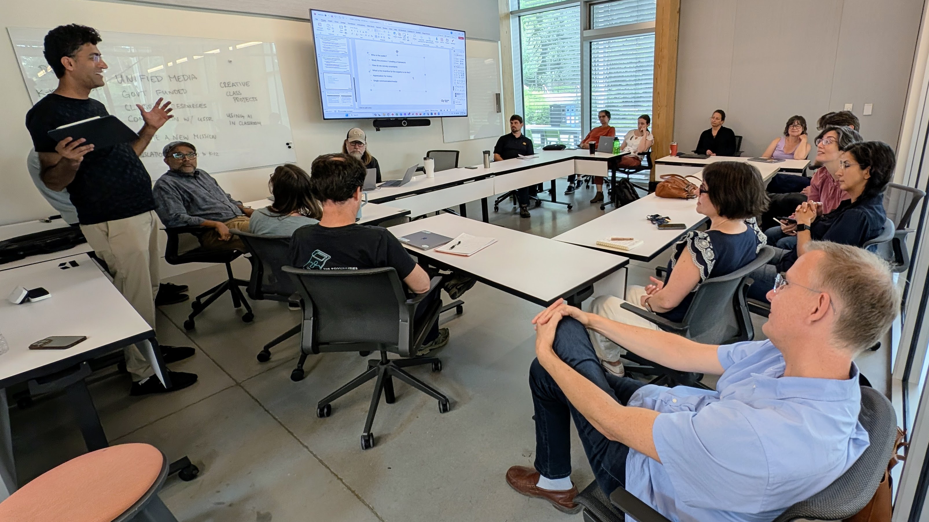 ARI faculty in Kendeda Seminar Room 118 during a brainstorming session.